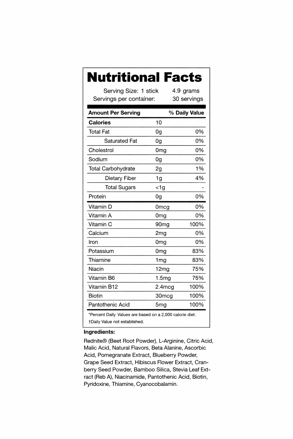 Nutritional facts label for a product on a white background
