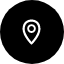 Black icon of a location pin on a white background