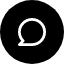 Black icon of a speech bubble with a dot on a white background