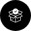 Black icon of a box with a white background