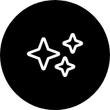 Three stars icon inside a black circle
