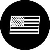 American flag icon on a black background